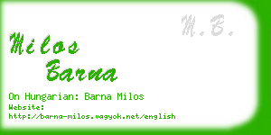 milos barna business card